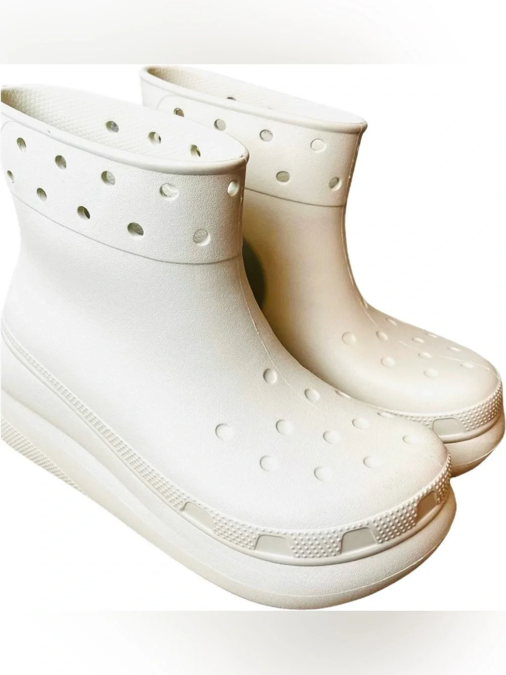 NWT NEW Crocs Crush Collection Chunky Cream Slip-On Clogs Platform Boots M 5 W